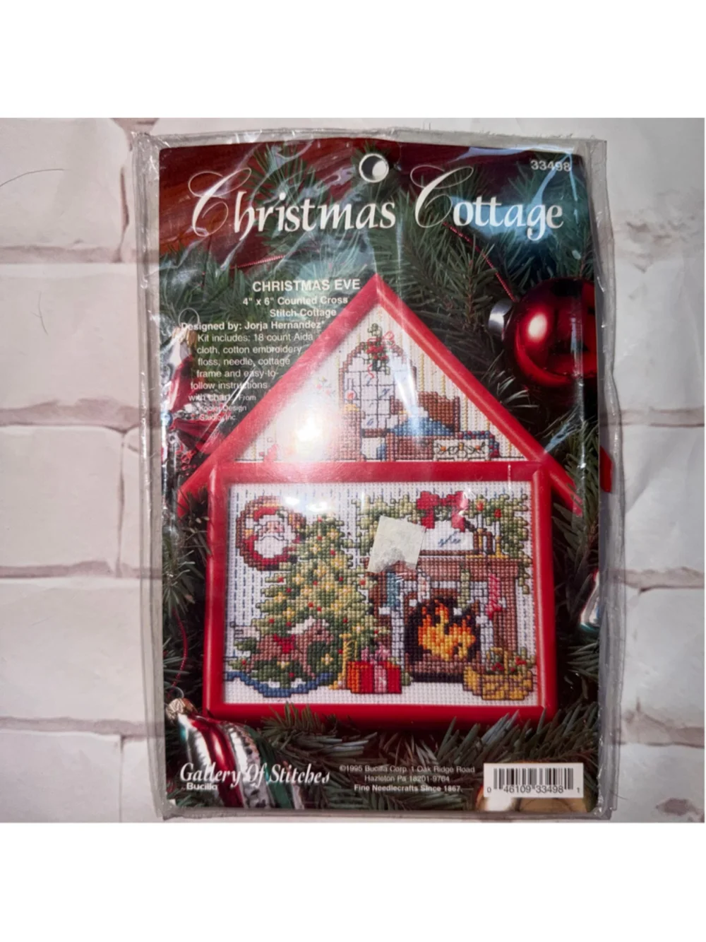 NOS Vintage 1995 Bucilla Christmas Cottage Christmas Eve Cross Stitch Kit 4 X 6